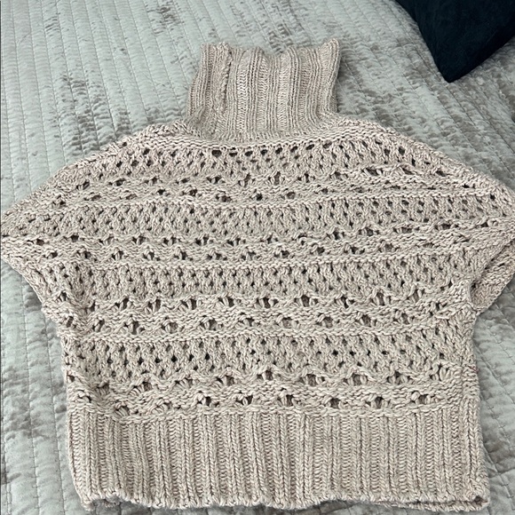 Jennifer Lopez Open-Knit Cowl Turtleneck Sweater in Light Pink - Picture 3 of 3